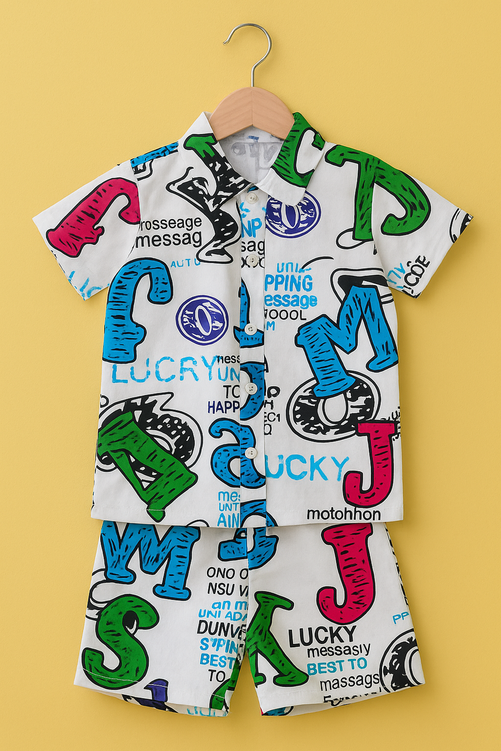Premium Quality Baby Boy/Girl Summer Co-ord Suit - White Alphabet