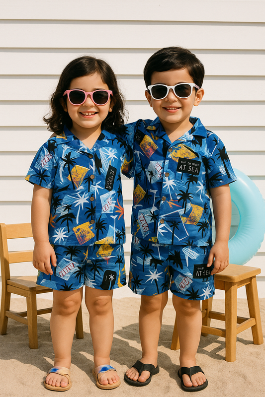Premium Quality Baby Boy/Girl Summer Co-ord Suit - Ocean Blue