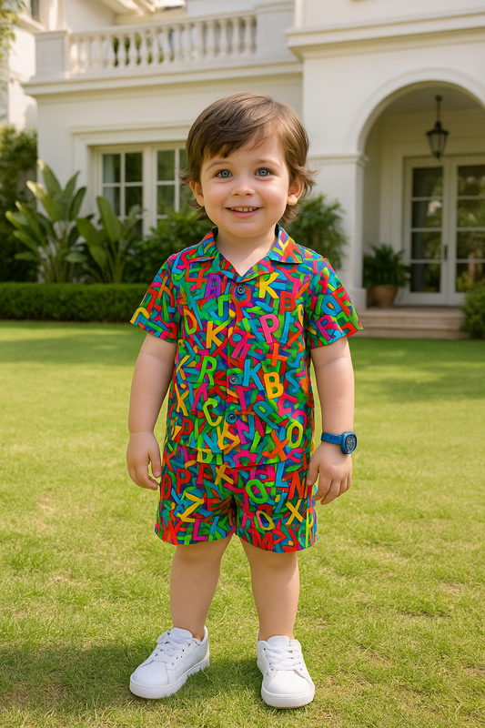Premium Quality Baby Boy/Girl Summer Co-ord Suit - Multi Alphabet