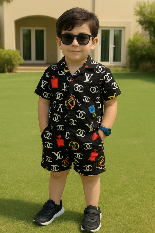 Premium Quality Baby Boy/Girl Summer Co-ord Suit - Black GG