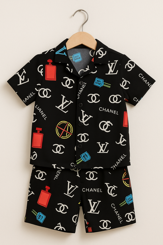 Premium Quality Baby Boy/Girl Summer Co-ord Suit - Black GG