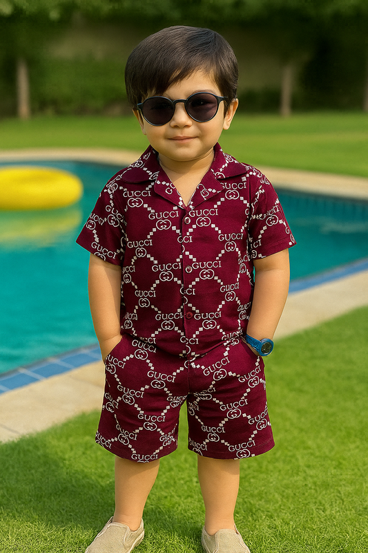 Premium Quality Baby Boy/Girl Summer Co-ord Suit - Maroon GG